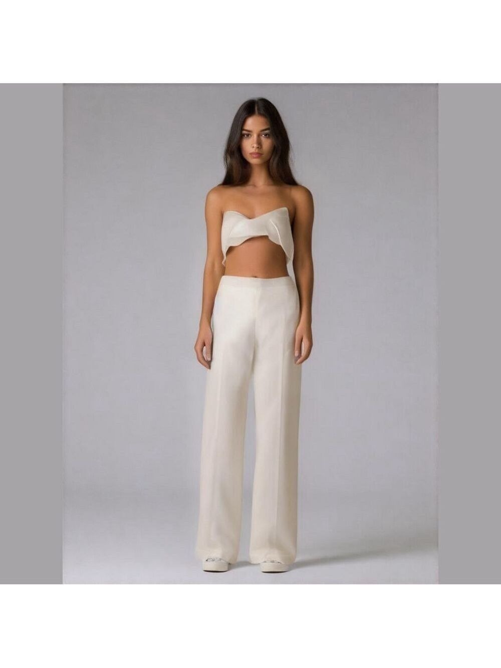 Axcess by Liz Claiborne Eggshell High-Waisted Bootcut Side-Zip Ivory Trousers